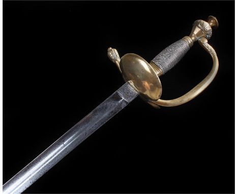 George III c1796 Britsh Army Infantry officers sword, with wire bound grip onto a brass guard bearing the number 122.R.3.2; t