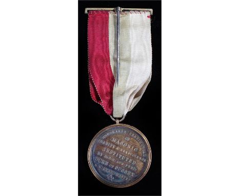 Masonic gilt medal in 15 carat gold mount; Honorable Testimonial of Masonic Charity & Benevolence instituted by H. R. H. Aug: