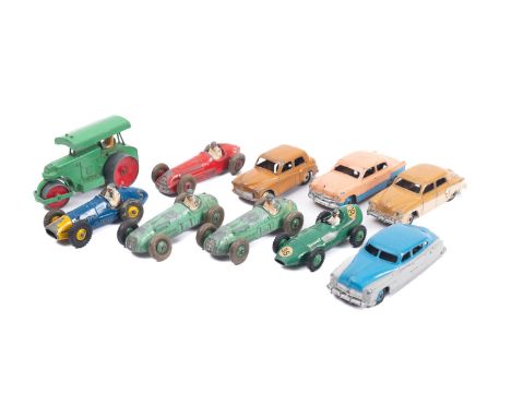 Dinky and other makes. A group of five racing cars including 234H Ferrari and 23J HWN, together with four various saloon and 