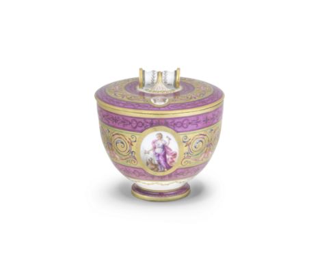 A Sèvres hard-paste porcelain sugar bowl and cover (sucrier Boizot), circa 1793-95Each side painted with a medallion of a cla