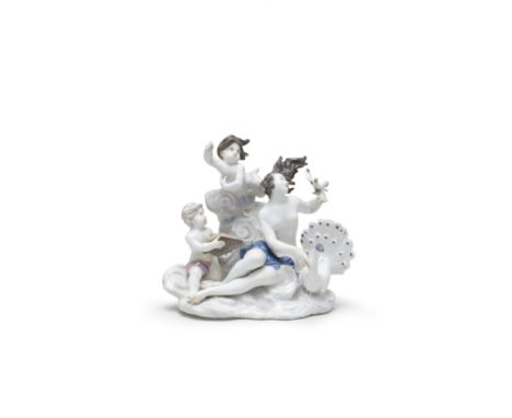 A Meissen group allegorical of 'Air', circa 1750-60Modelled by J.J. Kaendler and F.E. Meyer, with a classical nude seated on 