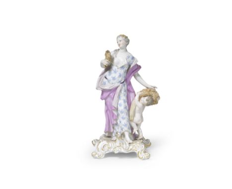 A Meissen figure allegorical of 'Summer', second half 19th centuryAfter the model by J.F. Eberlein, as a classical maiden wea