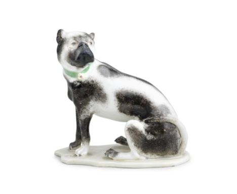 A Nymphenburg model of a seated mastiff, circa 1765Modelled by F.A. Bustelli, naturalistically painted in shades of black, we