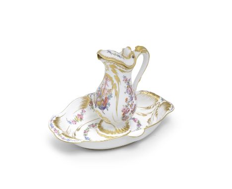 A Sèvres covered ewer and basin (Pot à l'eau à la Romaine et jatte à feuille de choux), circa 1777Based on a model first desi