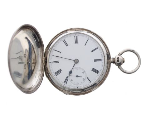 Irish silver fusee lever hunter pocket watch, Chester 1873, the three quarter plate movement signed McDowell Bros., Dublin, n