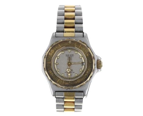 Tag Heuer 3000 Professional Quartz bicolour lady's wristwatch, reference no. 934.208, grey dial, rotating bezel, signed crown