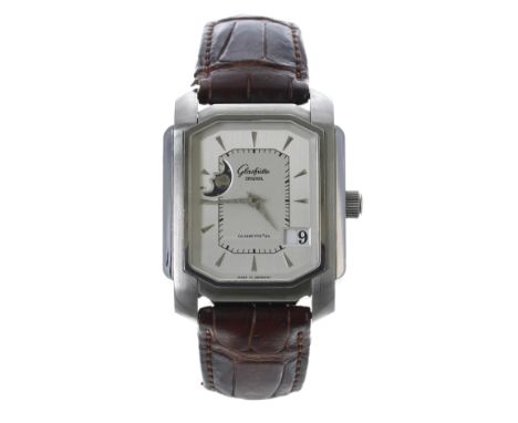 Glashutte Original Senator Karree automatic stainless steel gentleman's wristwatch, serial no. 05xx, rectangular silvered dia