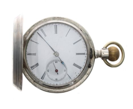 Monard & Cie, Geneve white metal lever set hunter pocket watch, bar movement with compensated balance and regulator, signed a