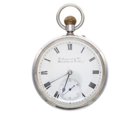 Edwardian silver lever pocket watch, Birmingham 1902, three quarter plate movement signed Collingwood & Co., Stockton-on-Tees