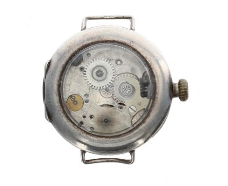 Rolex WWI period silver wire-lug wristwatch, London 1914, signed 15 jewel movement, hinged case signed Rolex W&D, 29mm (at fa