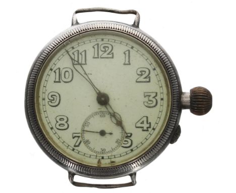 Stauffer & Co. (S&Co) Peerless Borgel cased silver wire-lug gentleman's wristwatch, import hallmarks London 1915, circular en