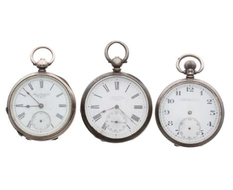 Illinois Watch Co. silver lever engine turned pocket watch for repair, Birmingham 1892, 49mm; together with a J.W. Benson sil