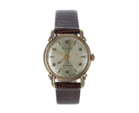 Bulova Self-Winding gold plated and stainless steel gentleman's wristwatch, case no. 3688xxx, circa 1951, circular silvered d