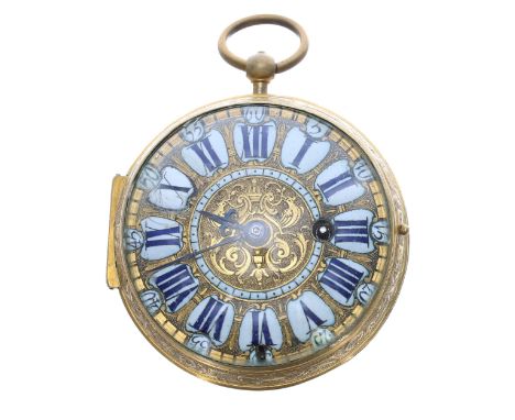 Late 17th century French 'Oignon' gilt-metal verge pocket watch, the fusee movement signed Langlois Á Paris, with large pierc