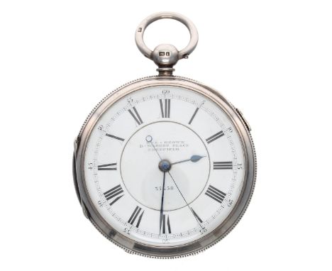 Victorian silver centre seconds chronograph lever pocket watch, Chester 1883, the movement signed H.L. Brown, 71 Market Place