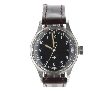Omega British Military RAF issue pilot's stainless steel gentleman's wristwatch, reference no. 2777-1 SC, serial no. 13058xxx