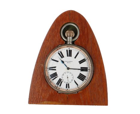 Very large Goliath nickel cased lever pocket watch, gilt frosted movement with compensated balance and regulator, hinged cuve