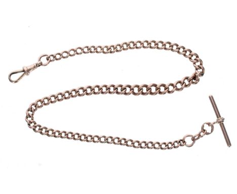 Good 9ct rose gold graduated curb chain, with 9ct T-bar and 9ct clasp, 37.1gm, 15.75'' long approx 
