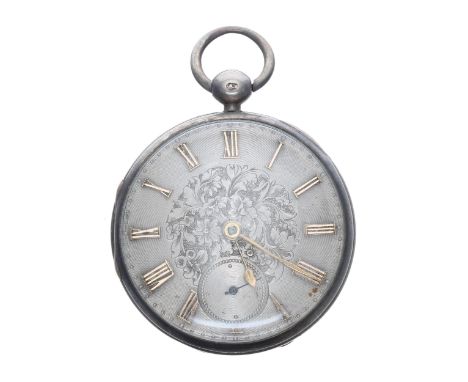 Small Victorian silver fusee lever pocket watch, Chester 1840, the gilt three quarter plate movement signed Josh Sewill, Live