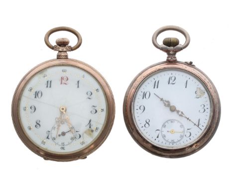 Gold plated lever pocket watch, gilt frosted movement stamped '211', no. 084613, hinged cuvette, Arabic dial, 50mm; together 