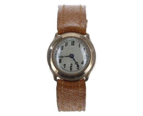 Harwood Self Winding Watch Co. Ltd 9ct 'bumper' automatic mid-size gentleman's wristwatch, import hallmarks London 1929, silv