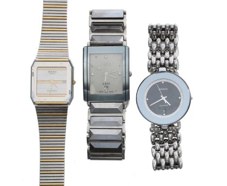 Rado Florence stainless steel lady's wristwatch, reference no. 129.3742.4, quartz, 33mm; together with a&nbsp;Rado Jublie cer