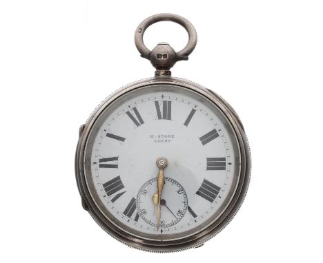 Victorian silver fusee lever pocket watch, Chester 1900, the movement signed BY H. Stone, Leeds, no. 142196, with engraved ba