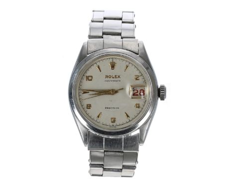Rolex Oysterdate Precision stainless steel gentleman's wristwatch, reference no. 6294, serial no. 961xxx, circa 1954, two-ton