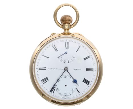 Fine 18ct pocket watch with 'up/down' power reserve indicator, London 1911, the free sprung gilt frosted three quarter plate 