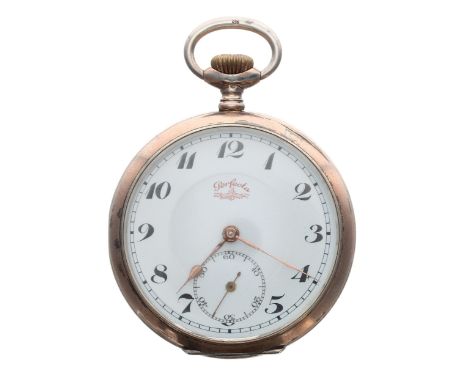 Perfecta silver (0.800) lever pocket watch, signed gilt frosted movement with compensated balance and regulator, signed and i