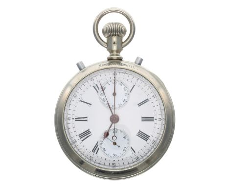 Chronograph split centre seconds lever pocket watch movement, with compensated balance and regulator, the dial with Roman num