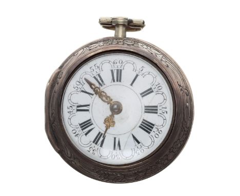 18th century silver verge repousse pair cased pocket watch, London 1786, the fusee movement signed W'm Howard, no. 9928, with
