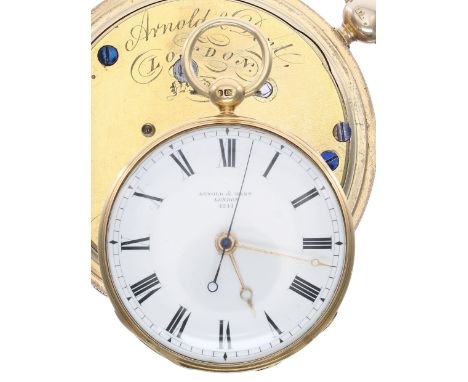 Arnold & Dent 18ct centre seconds duplex pocket watch, London 1832, signed gilt three quarter plate movement, no. 4241, with 