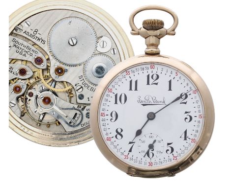 South Bend Watch Co. 'Studebaker' gold plated lever pocket watch, circa 1927, signed 21 jewel 8 adjustments movement, with do