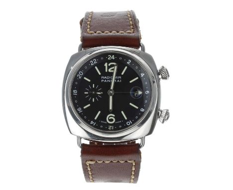 Panerai Radiomir GMT PAM 184 automatic stainless steel gentleman's wristwatch, reference no. OP6604, serial no. BB 1121xxx, b