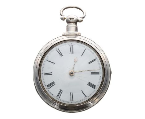 George VI silver verge pair cased pocket watch, London 1838, unsigned fusee movement, no. 16800, with pierced engraved balanc