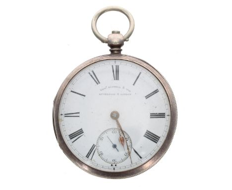 Thos Russell & Son silver fusee lever pocket watch, Chester 1881, the movement signed Thos Russell & Son, Liverpool & London,