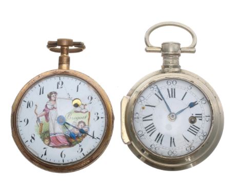 French gilt metal and enamel verge pocket watch, the fusee movement signed Mandion A Paris, no. 1789, with pierced balance br