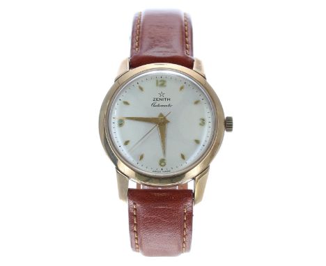 Zenith 'bumper' automatic 9ct gentleman's wristwatch, London 1957, movement no. 47681xx, case no. 316xx, silvered dial with A