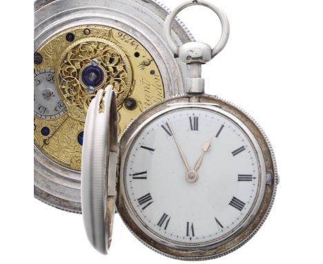 George IV silver quarter repeating hunter pocket watch, London 1823, the movement signed John Grant, London, no. 1756, with p