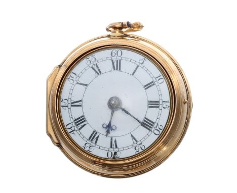 English 18th century gold verge pair cased pocket watch, London 1759, the fusee movement signed D. Cambro, London, no. 2239, 