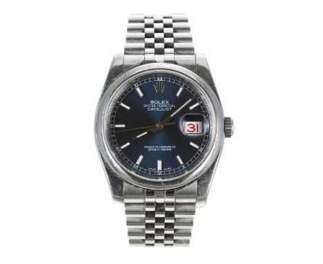 Rolex Oyster Perpetual Datejust stainless steel gentleman's bracelet watch, reference no. 116200, serial no. Z29xxxx, circa 2