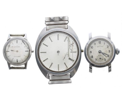 Omega Seamaster lady's stainless steel wristwatch for repair, reference no. 515.001 535.001, silvered dial, cal. 630 17 jewel