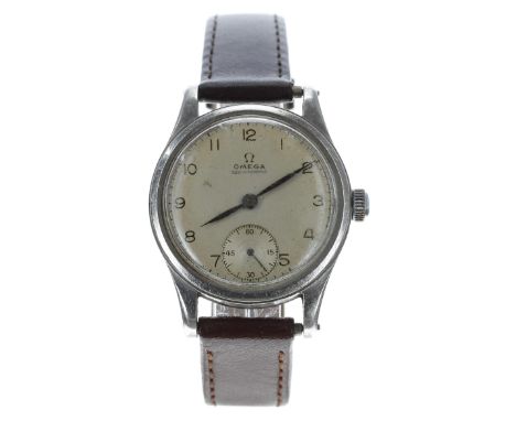 Omega Non Magnetic WWII period stainless steel gentleman's wristwatch, reference no. 2165/1, serial no. 10747xxx, circa 1940s