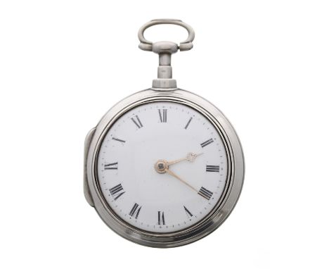 George III silver verge pair cased pocket watch, London 1811, the fusee movement signed G'n Robert, Edinburgh, no. 393, with 