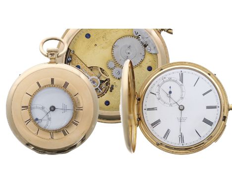 E.J. Dent 18ct quarter repeating duplex half hunter pocket watch, London 1850, the gilt movement signed E.J. Dent, Watchmaker