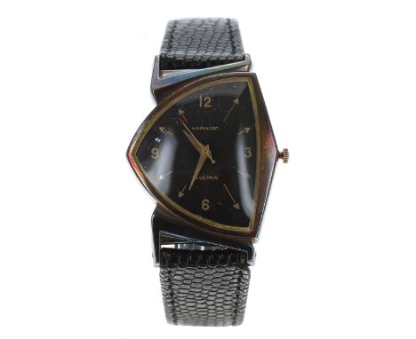 Hamilton Pacer Electric asymmetrical 10k gold filled bicolour gentleman's wristwatch, case no. S4997xx, circa 1950s/1960s, bl