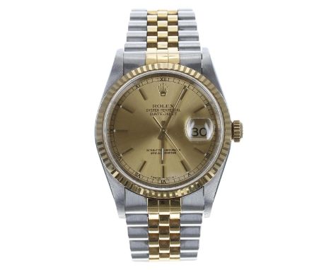 Rolex Oyster Perpetual Datejust gold and stainless steel gentleman's wristwatch, reference no. 16233, serial no U145xxx, circ