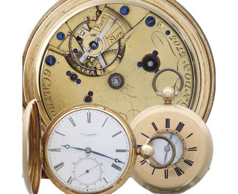 Duplex 18ct half hunter pocket watch, the three-quarter plate movement signed T.F Cooper, 9 Calthorpe Street, GraysInn Road, 