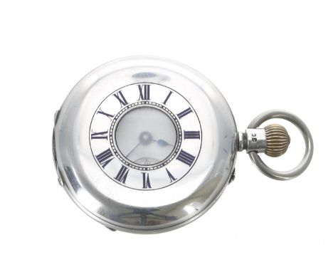 Late Victorian silver lever half hunter pocket watch, Chester 1898, the three-quarter plate movement signed J.W Morris & Co (